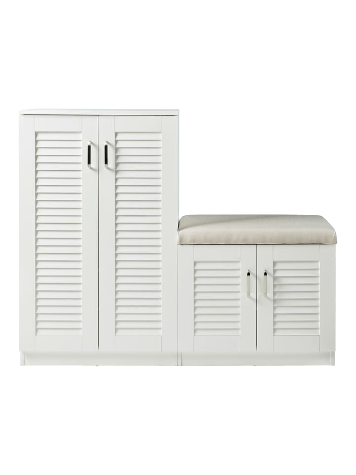 en.casa Schuhschrank Løten in Weiß (H)97cm (B)120cm günstig kaufen onesize