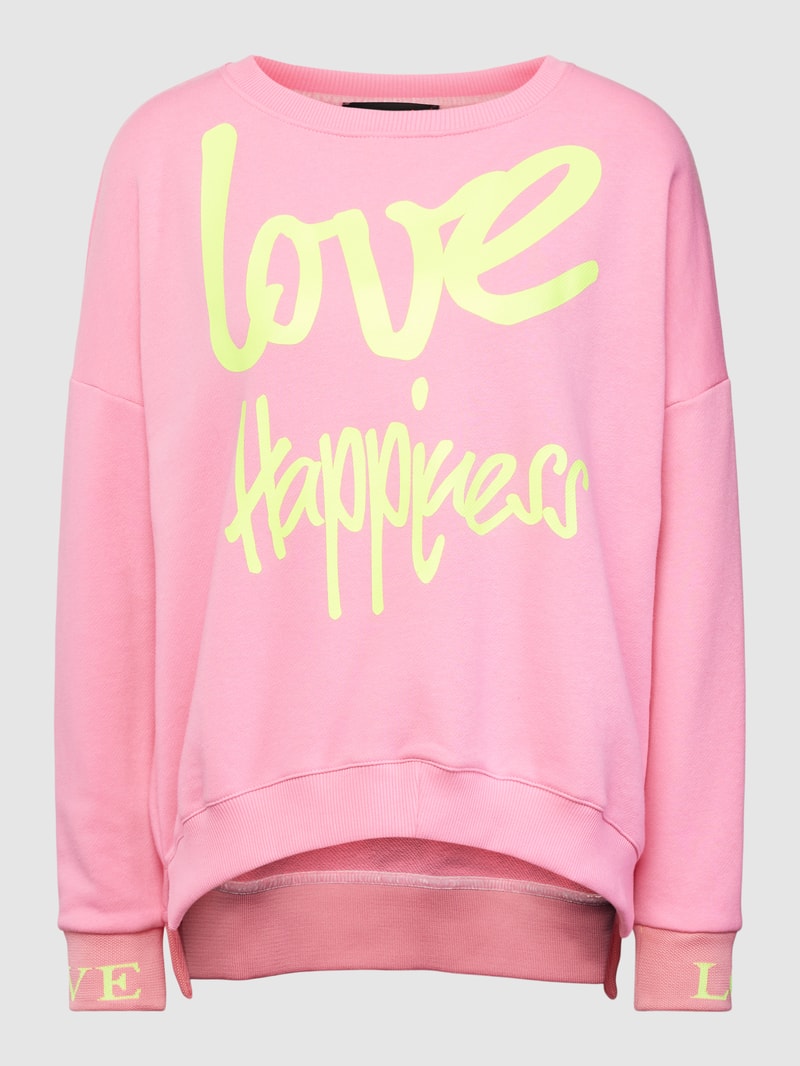 Sweatshirt mit Statement-Print Modell 'LOVE HAPPINESS' in rosa