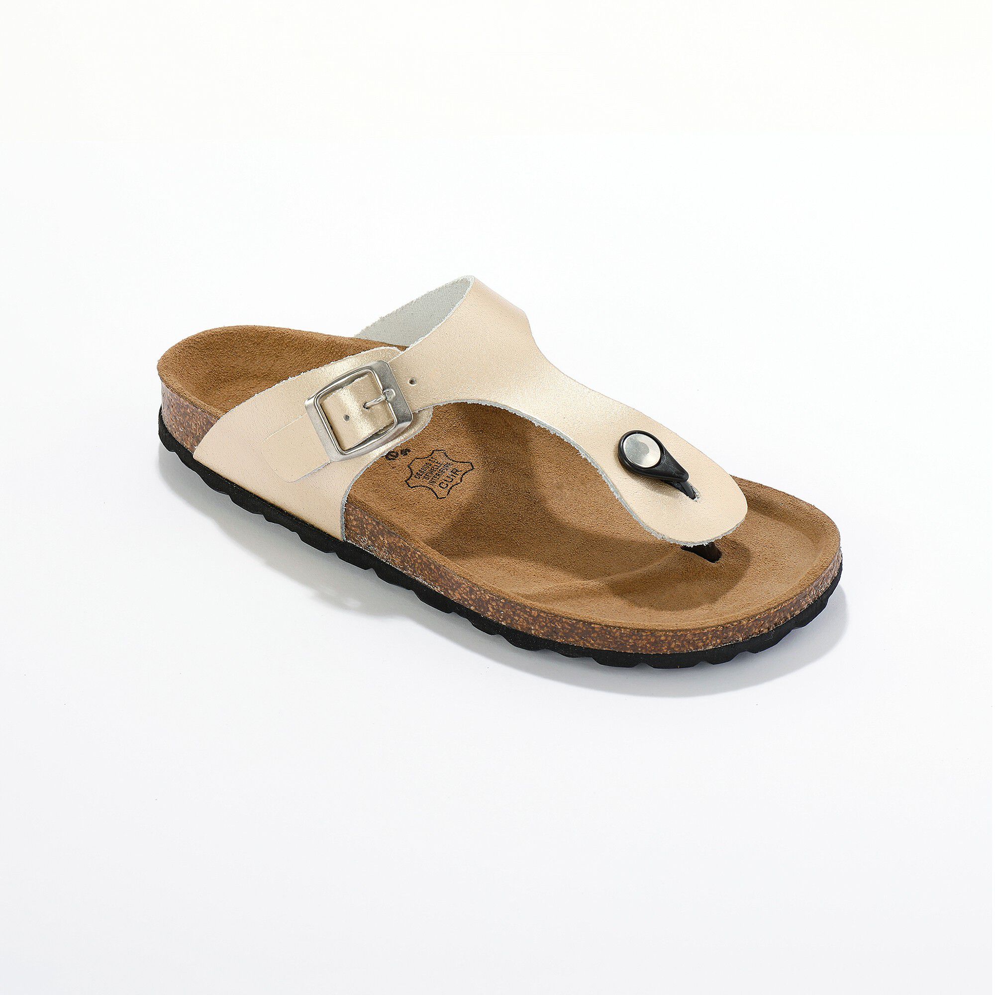 Sandales entredoigts cuir à boucle réglable