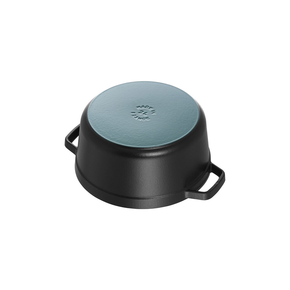 Cocotte 24 cm, rund, Schwarz, Gusseisen
