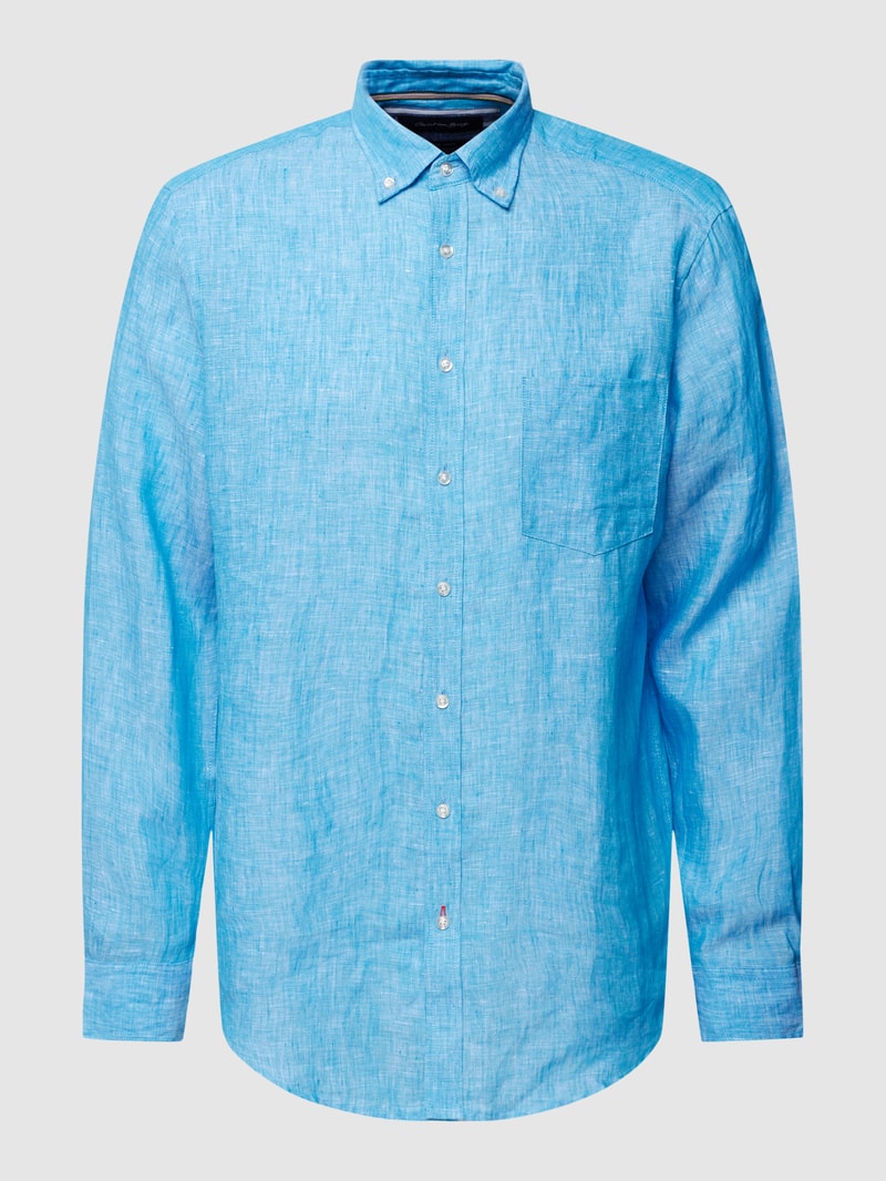 Freizeithemd mit Button-Down-Kragen in aqua blau
