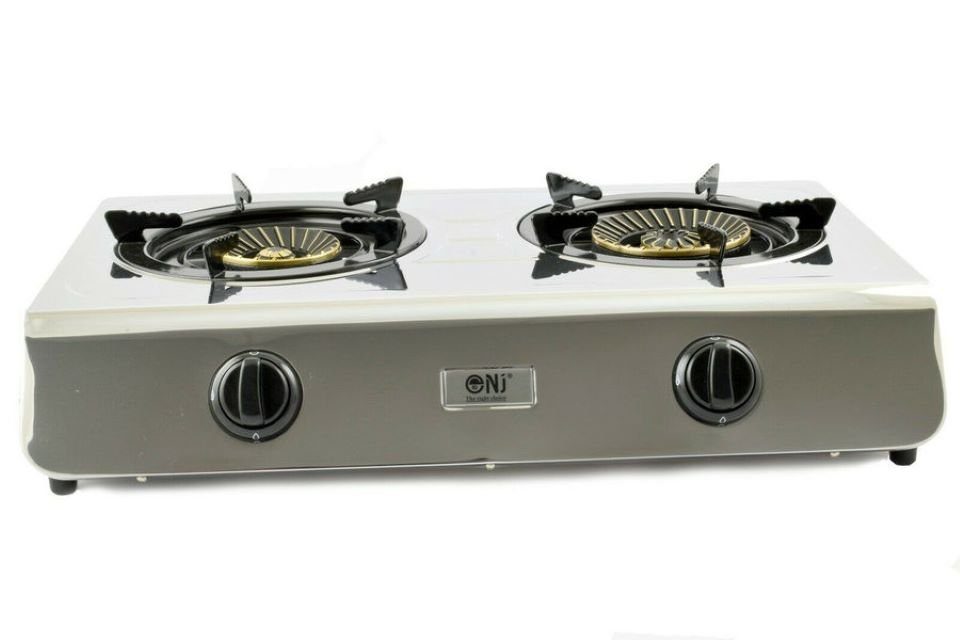 NJ The right choice Gaskocher NJ60, Edelstahl Gaskocher 2 flammig Campingkocher, Turboflamme Propan