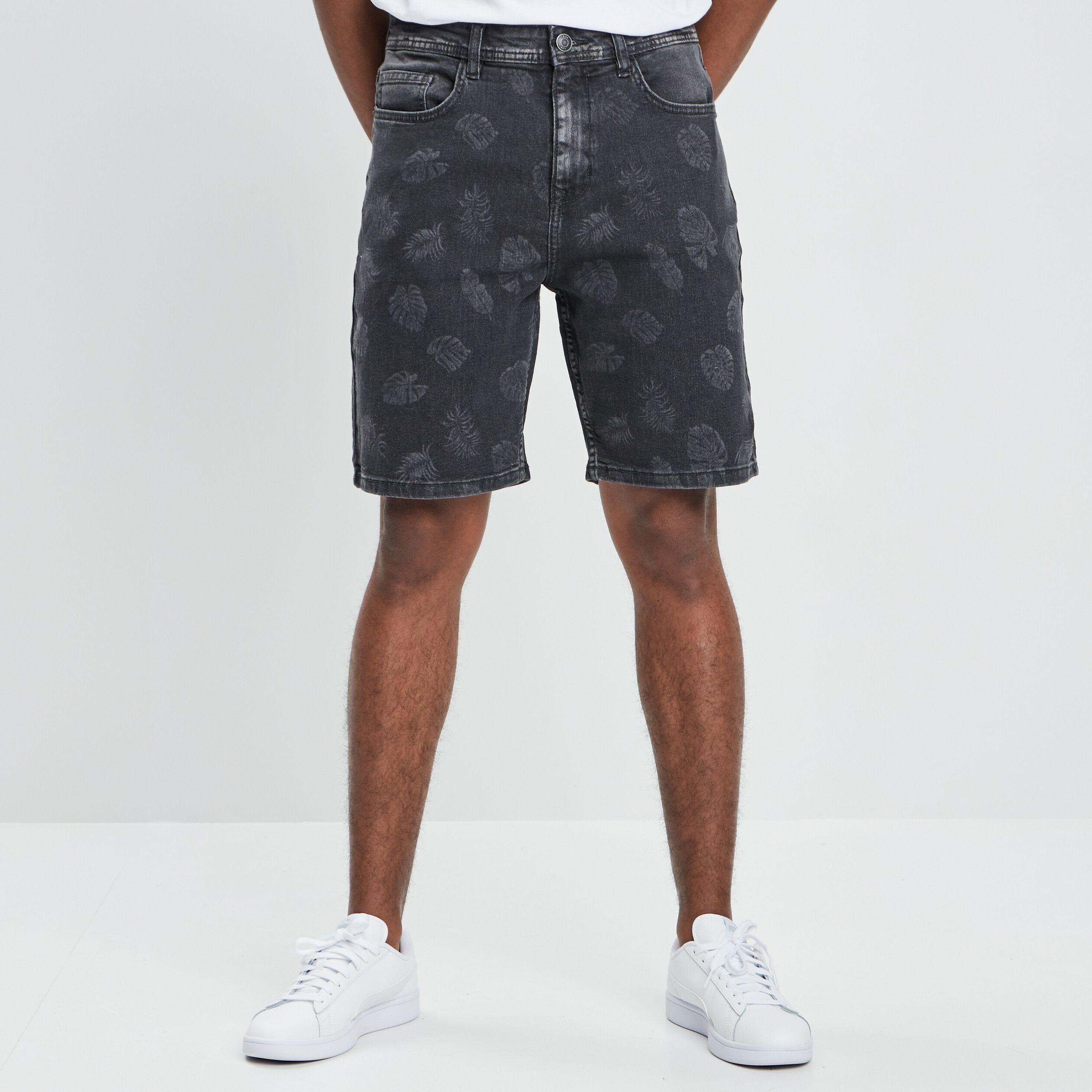 Bermuda droit denim gris homme | La Halle