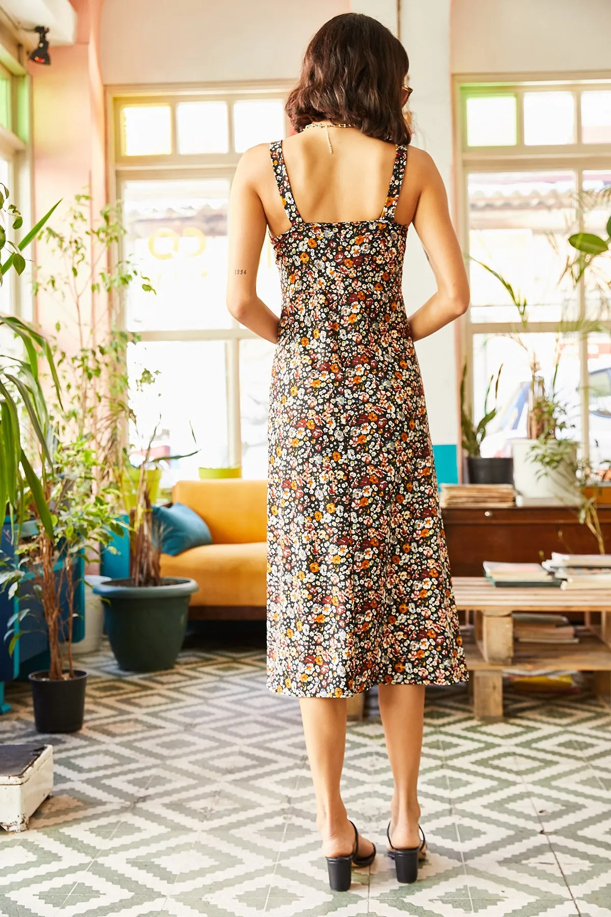 Olalook  Mehrfarbiges, gemustertes Damenkleid mit Reißverschluss ELB-19000615