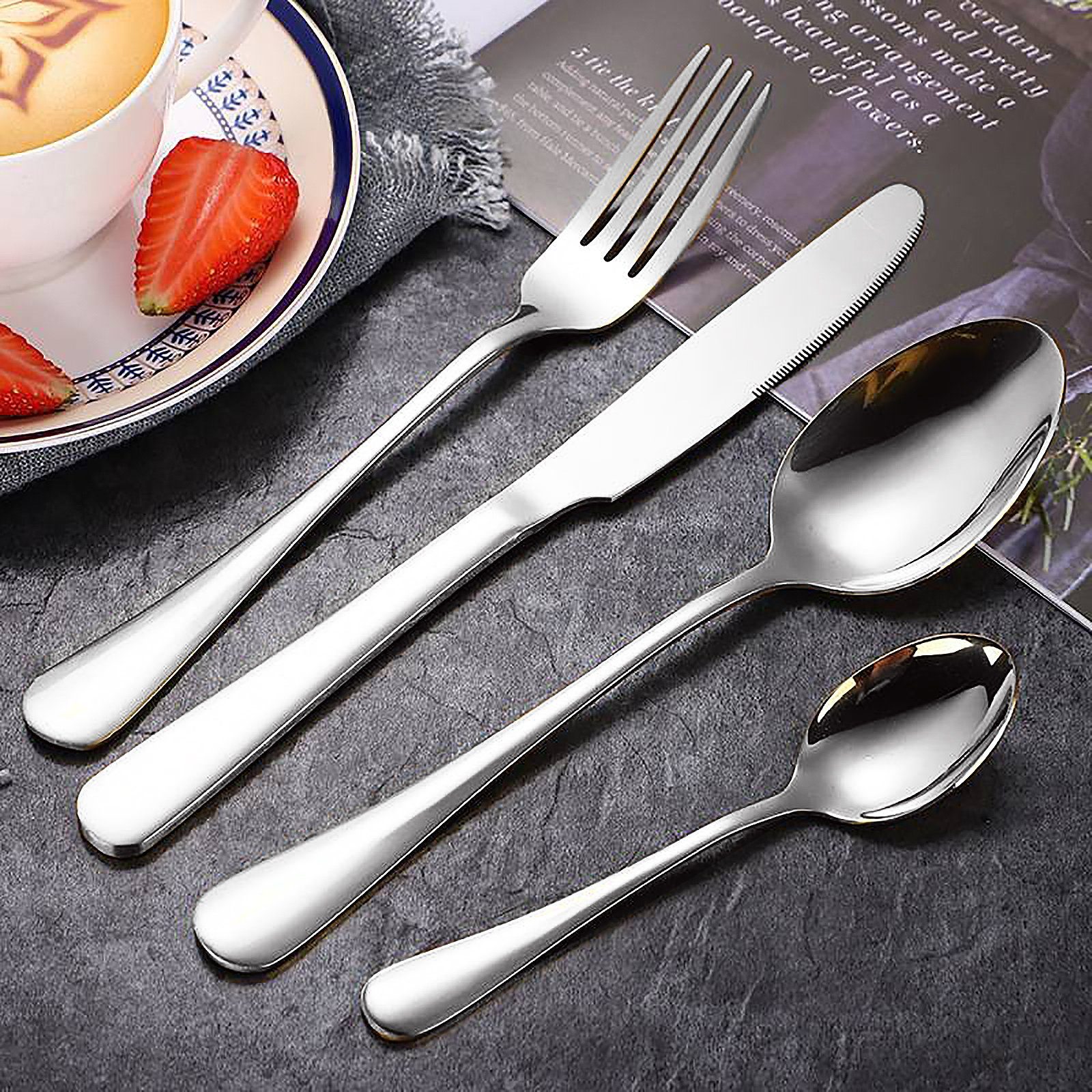 CALIYO Besteck-Set Besteck Set, Besteck Set für ( 10-12) Personen, Messer Gabel Löffel Set 60-teilig, Spülmaschinenfest