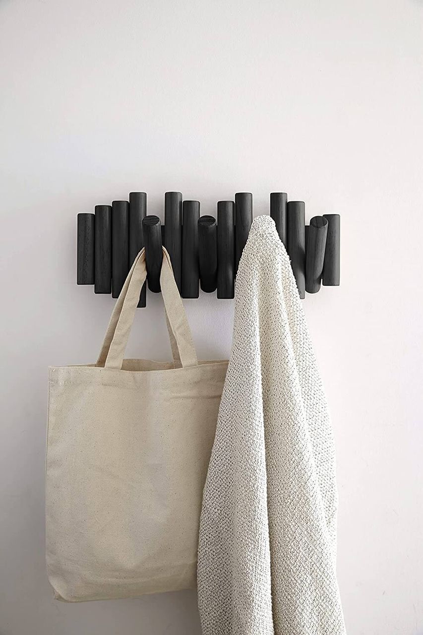 trends4cents Umbra Picket mit 5 Garderobenhaken schwarz 1011471-040 Garderobenleiste Wandhaken Kleiderhaken