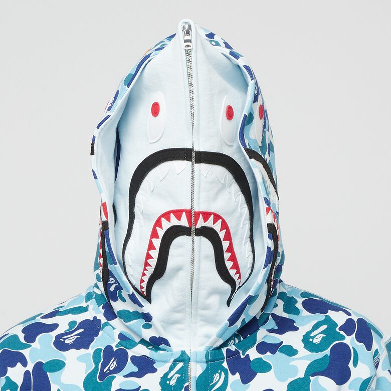 A Bathing Ape Abc Camo Double Shark Full Zip Hoodie blue