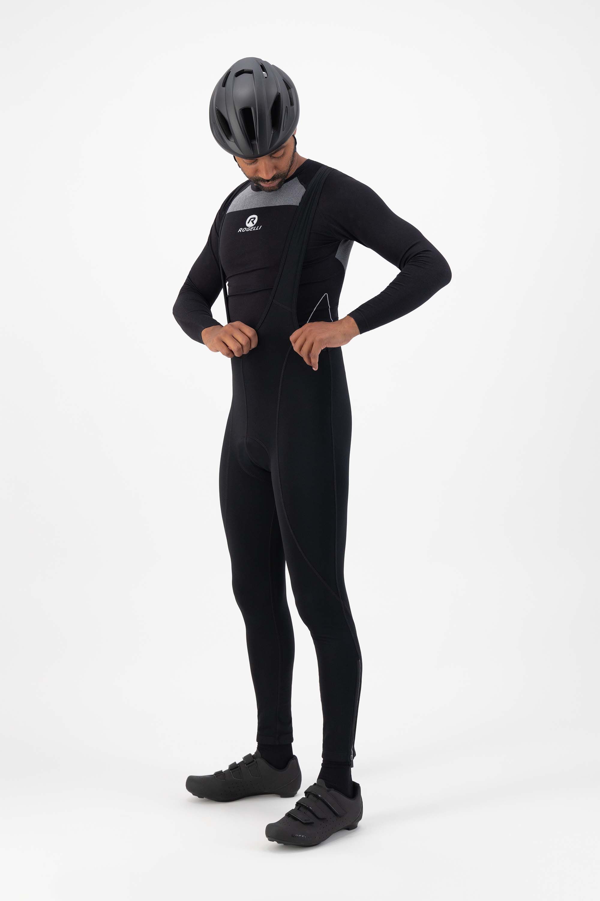 Rogelli Core Black Herren lange Radhose mit Träger
