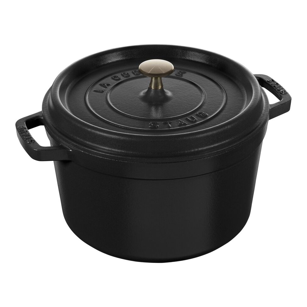Cocotte tief 24 cm, rund, Schwarz, Gusseisen