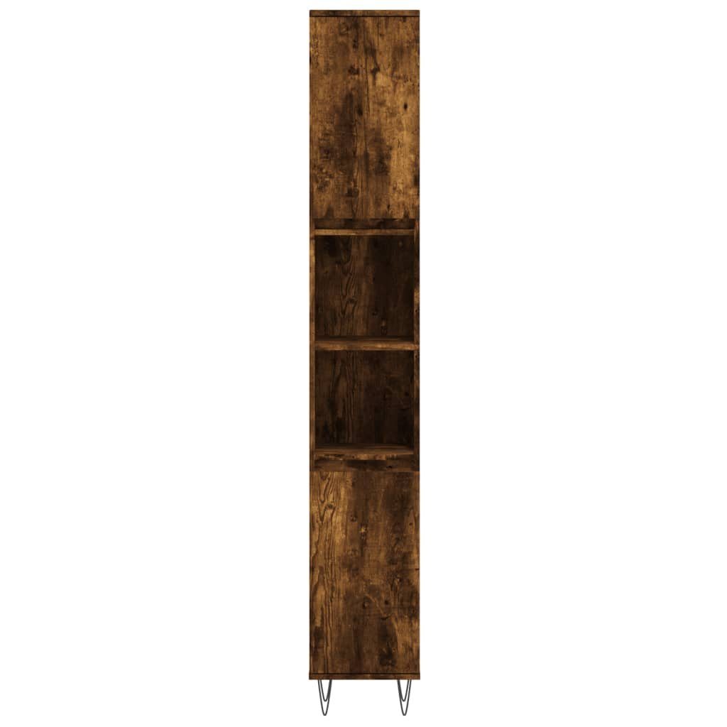 vidaXL Badezimmerspiegelschrank Badschrank Räuchereiche 30x30x190 cm Holzwerkstoff (1-St)