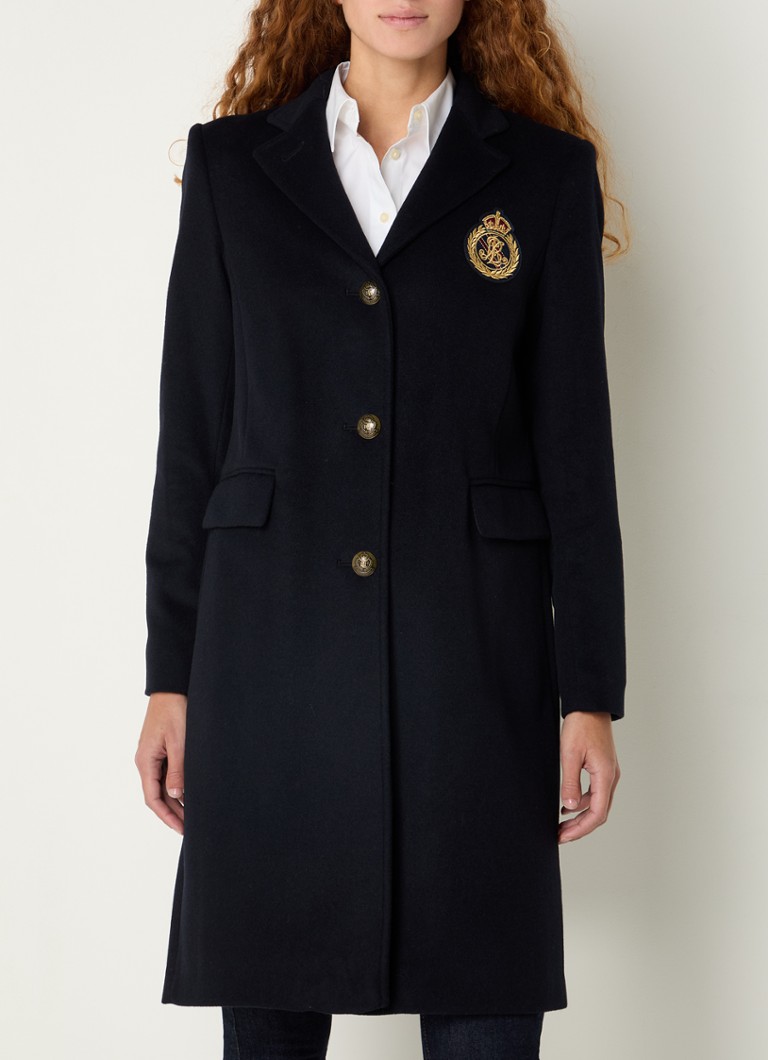 Ralph Lauren kašmira maisījuma mētelis ar vārstu kabatām un logotipa izšuvumu