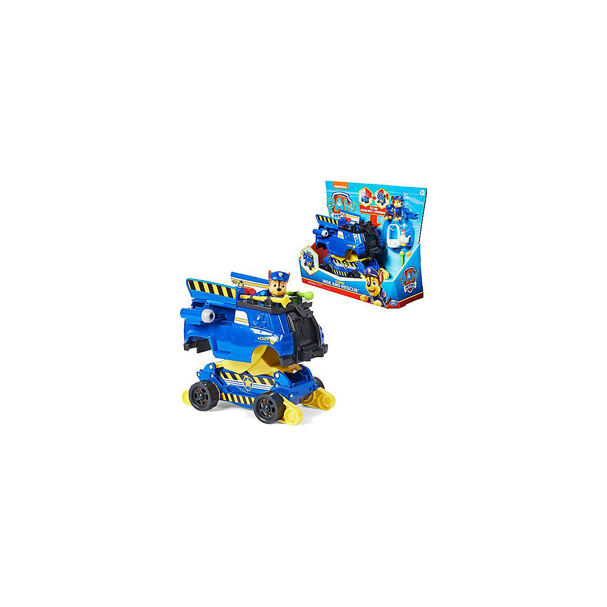 Paw Patrol Chases Rise and Rescue verwandelbares Spielzeugauto mit Actionfiguren und Zubehör, ab 3 Jahren, Polizeifahrzeug, Kinderspielzeug