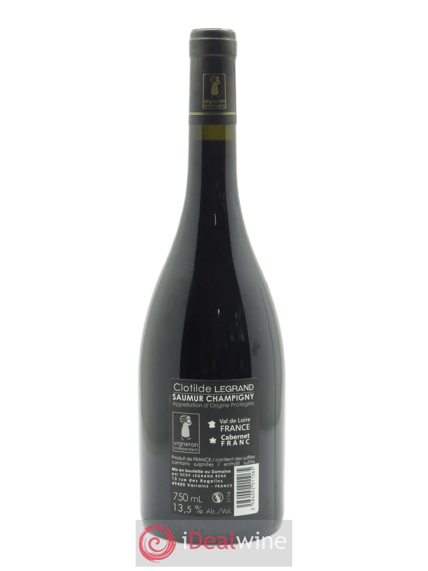 Saumur-Champigny Les Rogelins Clotilde Legrand (anciennement René-Noël Legrand)  2011 - Lot de 1 Bouteille