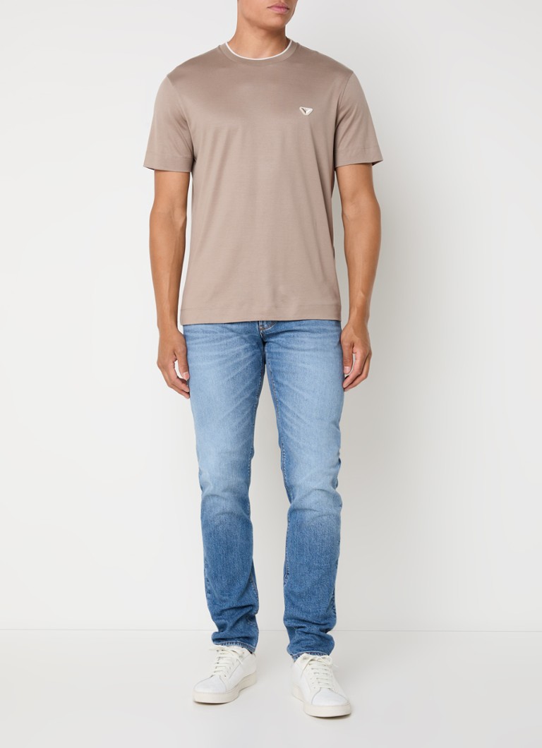 Tricou Emporio Armani din amestec de lyocell cu logo brodat