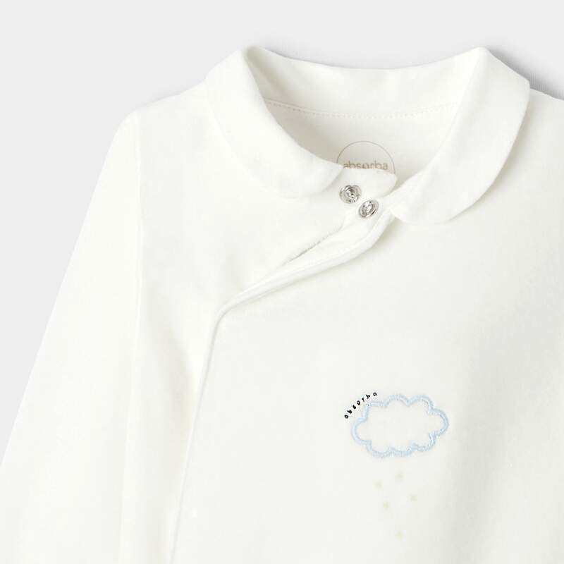 Dors-bien en velours brodé blanc naissance Absorba