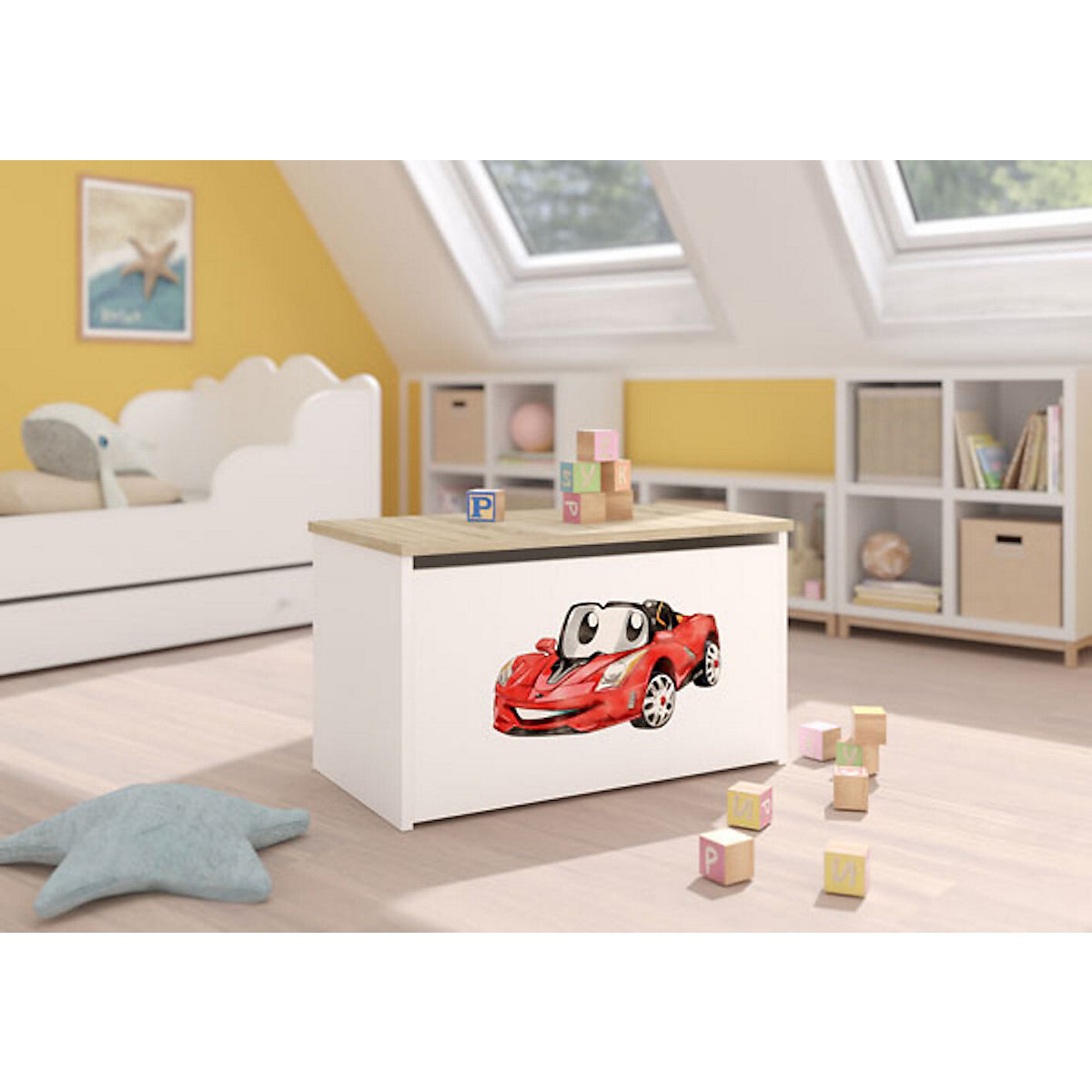 Spielzeugtruhe Sitztruhe Daria 73cm Motiv wählbar mit 1 Klappe