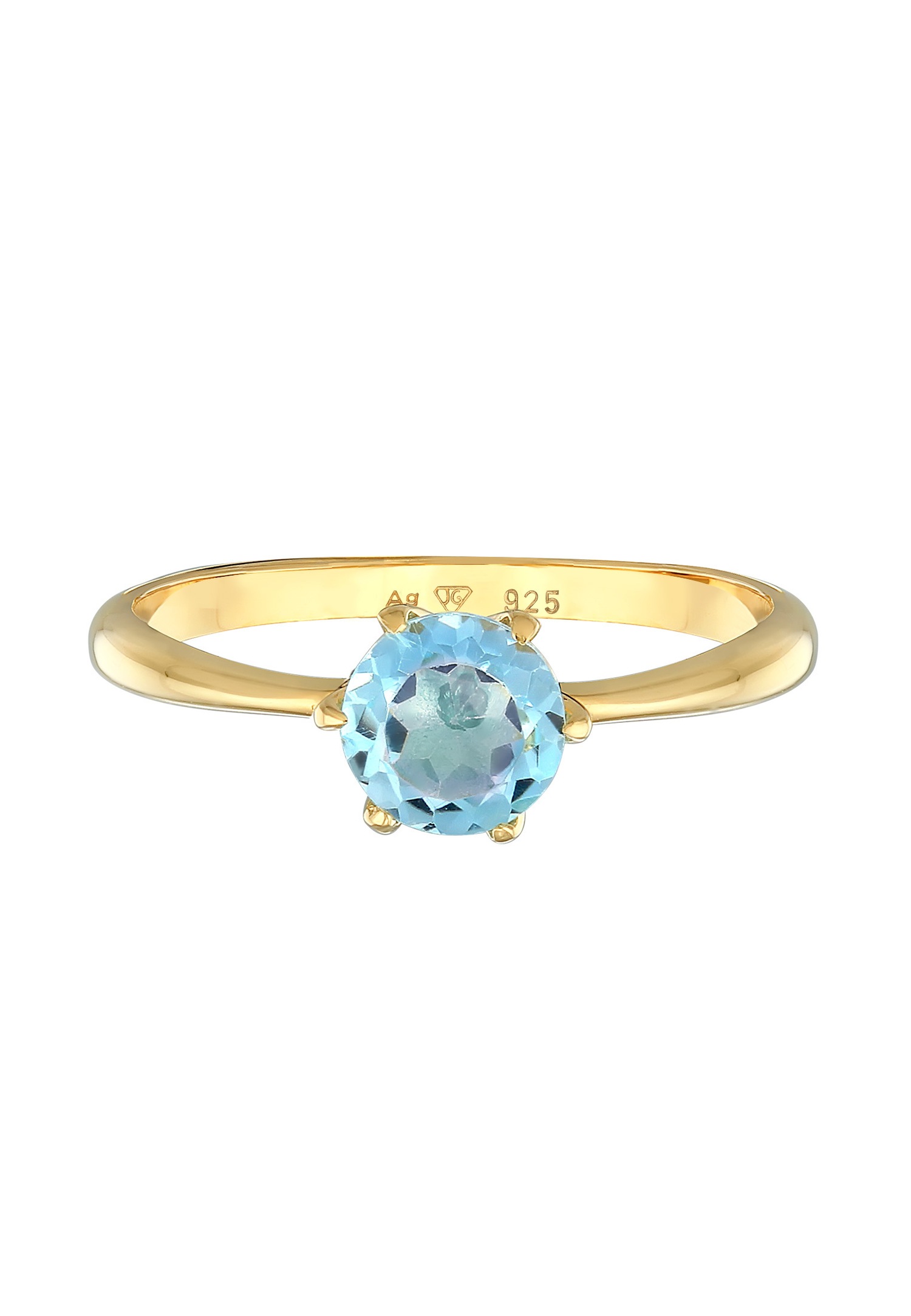 Anello solitario basic da donna Elli PREMIUM con topazio in argento sterling 925 placcato oro