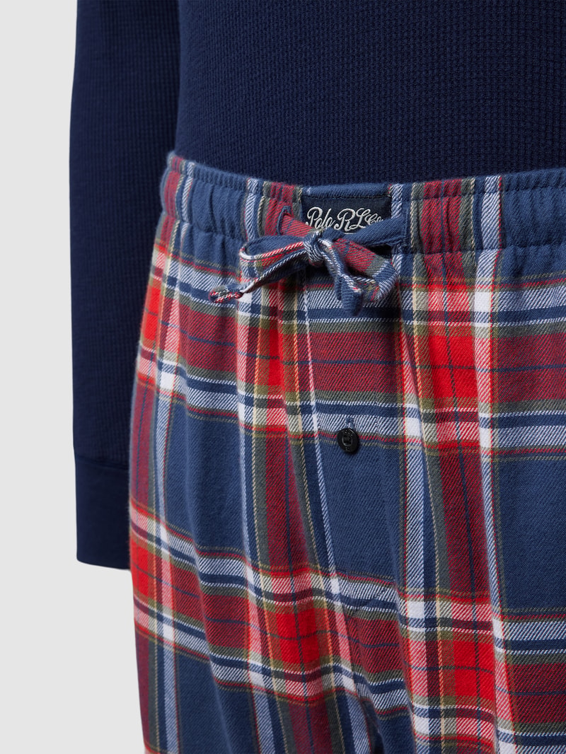 Pyjama mit Label-Stitching in dunkelblau