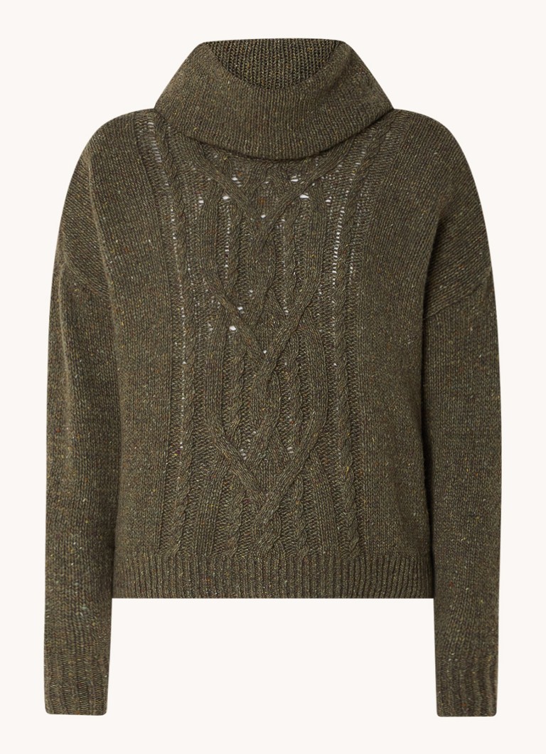 Pulover Ralph Lauren tricotat cu cabluri din amestec de alpaca și lână