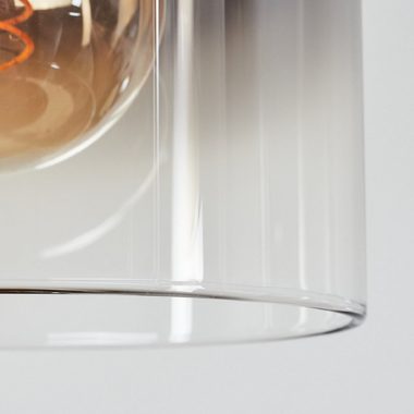 hofstein Pendelleuchte Riccione Hängeleuchte aus Metall/Rauchglas in Schwarz/Rauchfarben, ohne Leuchtmittel, Pendellampe mit Schirmen Echtlas/Rauchglas (19, 5cm), E27