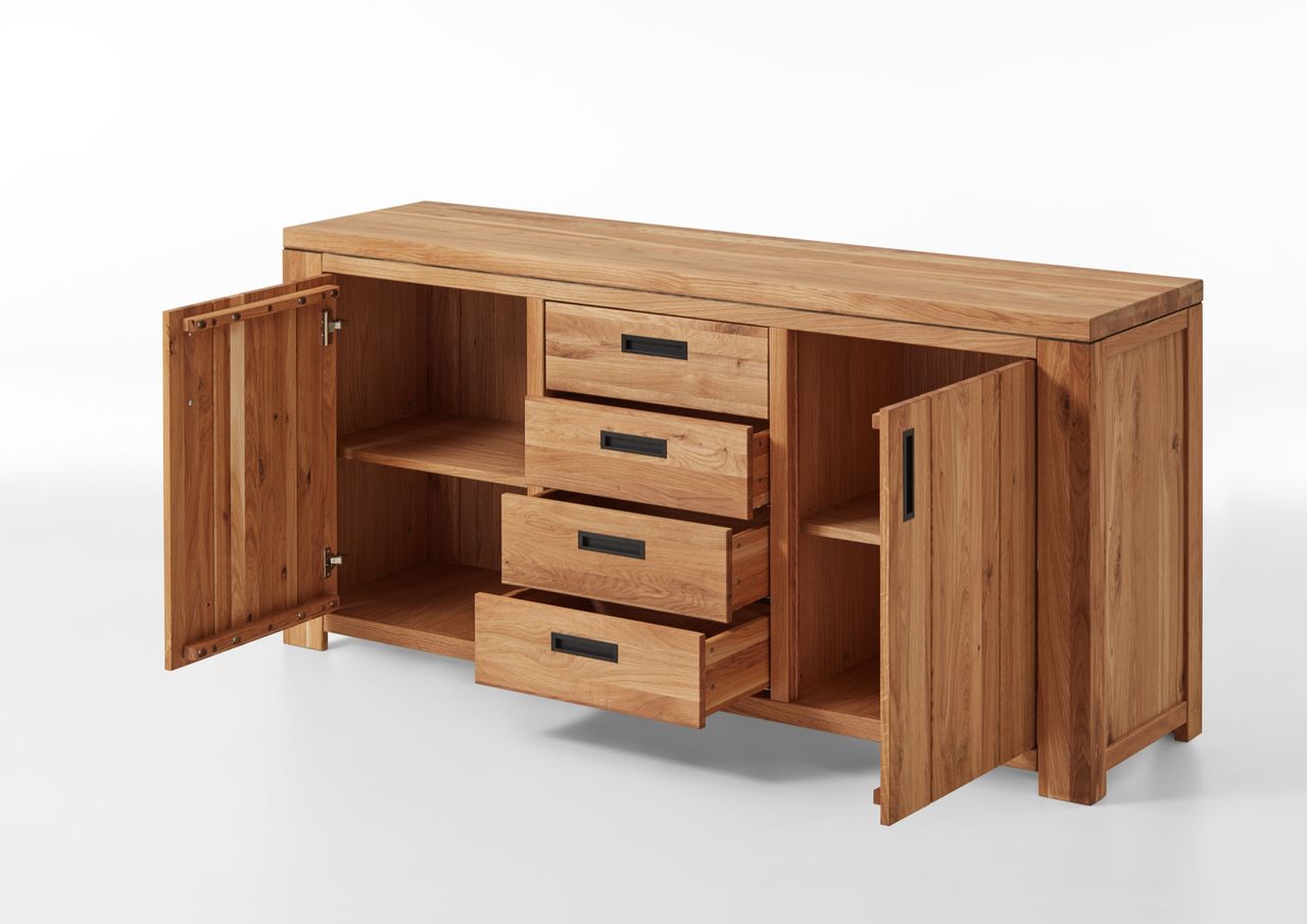 Relita Sideboard AMIGOS mit 2 Türen und 4 Schubladen Wildeiche geölt teilmassiv
