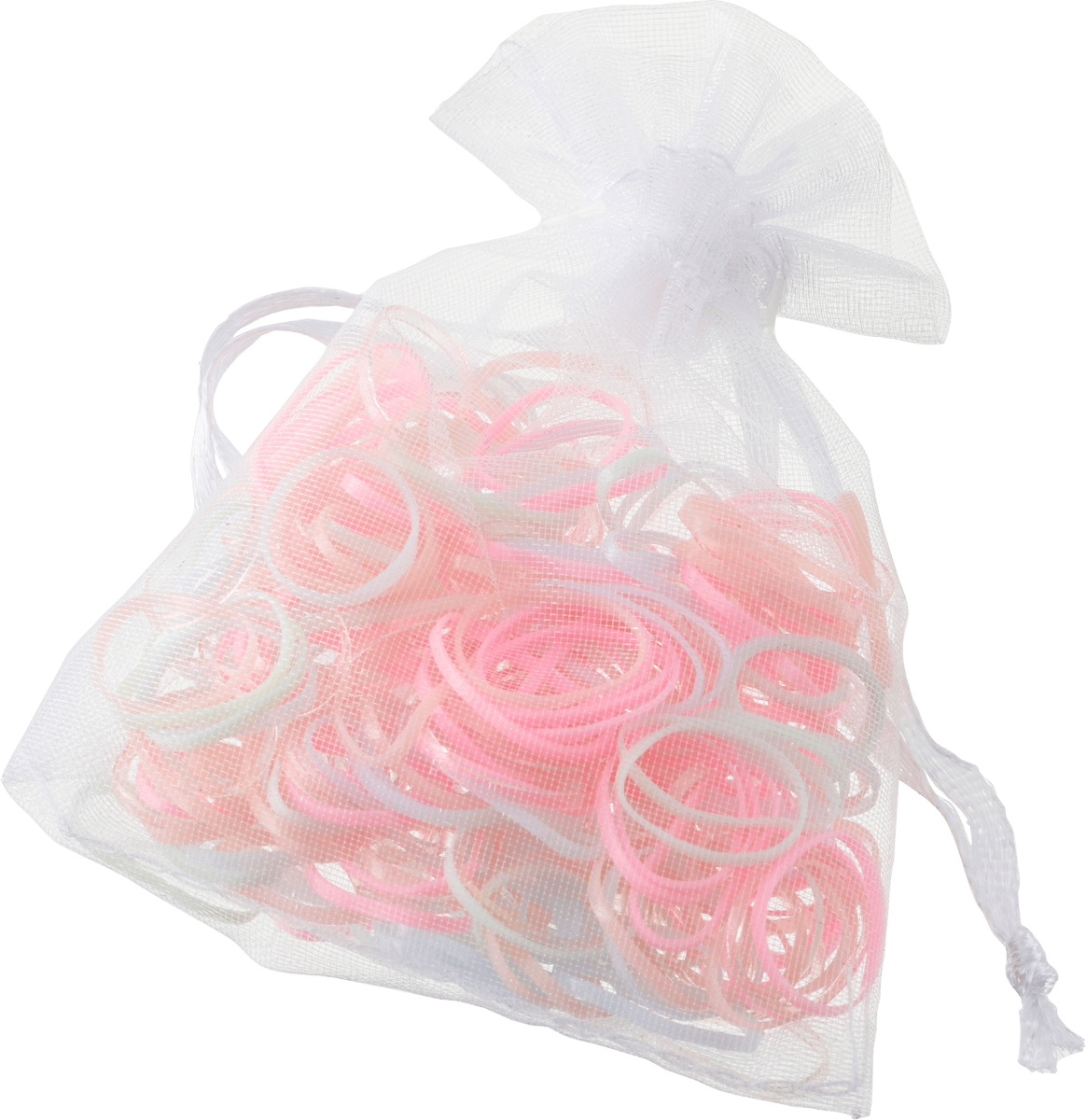 Mini-Haargummis in Organza-Säckchen mehrfarbig, 250 St