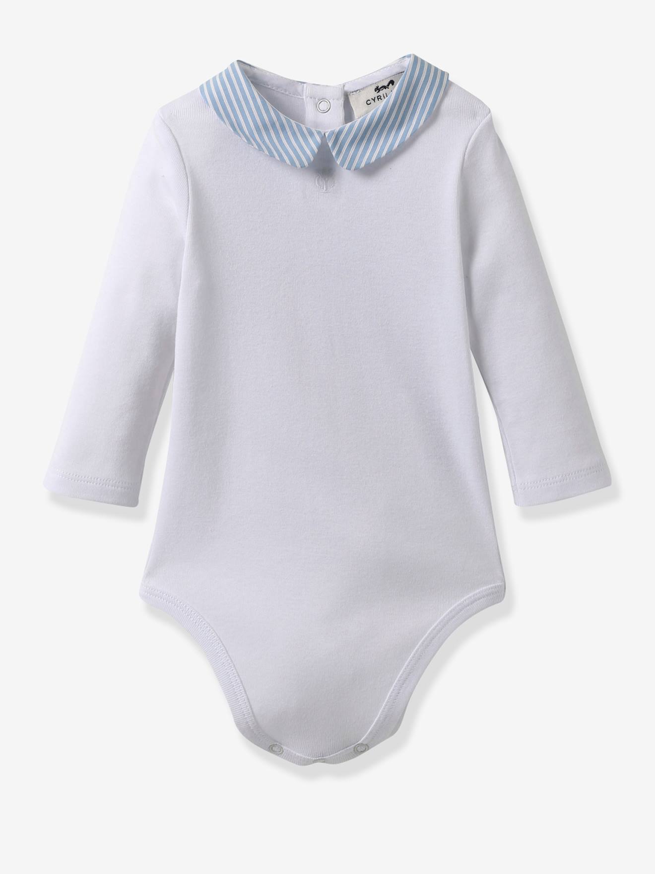 Cyrillus Baby Body mit Kragen CYRILLUS, Bio-Baumwolle - blau gestreift