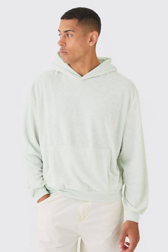 Kastiger Oversize Frottee-Hoodie