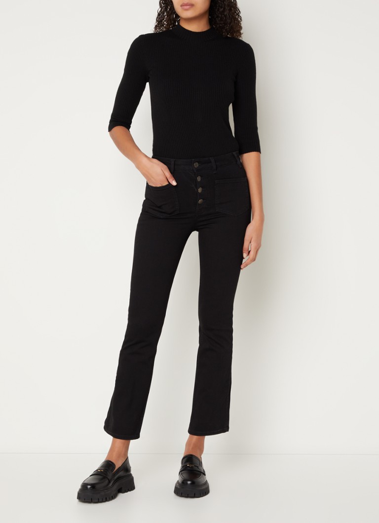 Blugi Maje cu talie înaltă, evazați și crop, cu elastic în talie