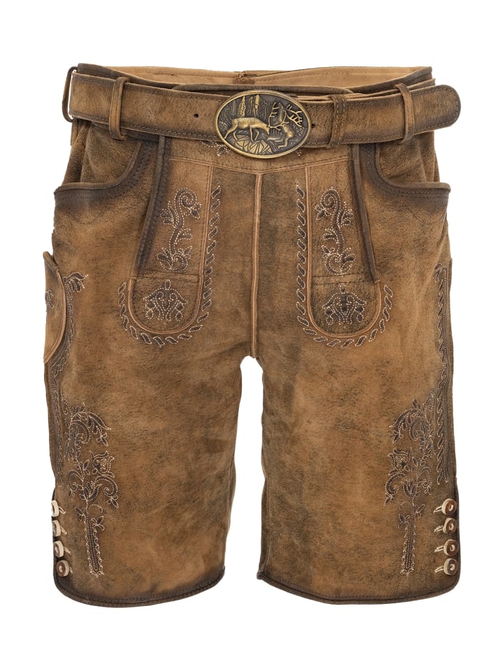 Gwandler Lederhose FLORIAN-gespeckt in tabak günstig kaufen