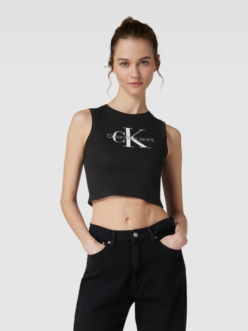 Crop Top mit Logo-Print in black