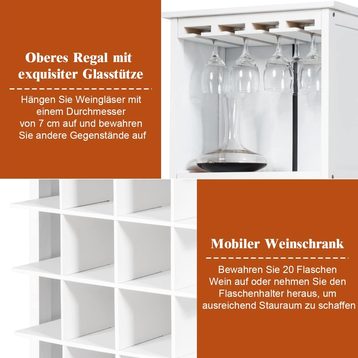Costway COSTWAY Weinschrank für 20 Flaschen