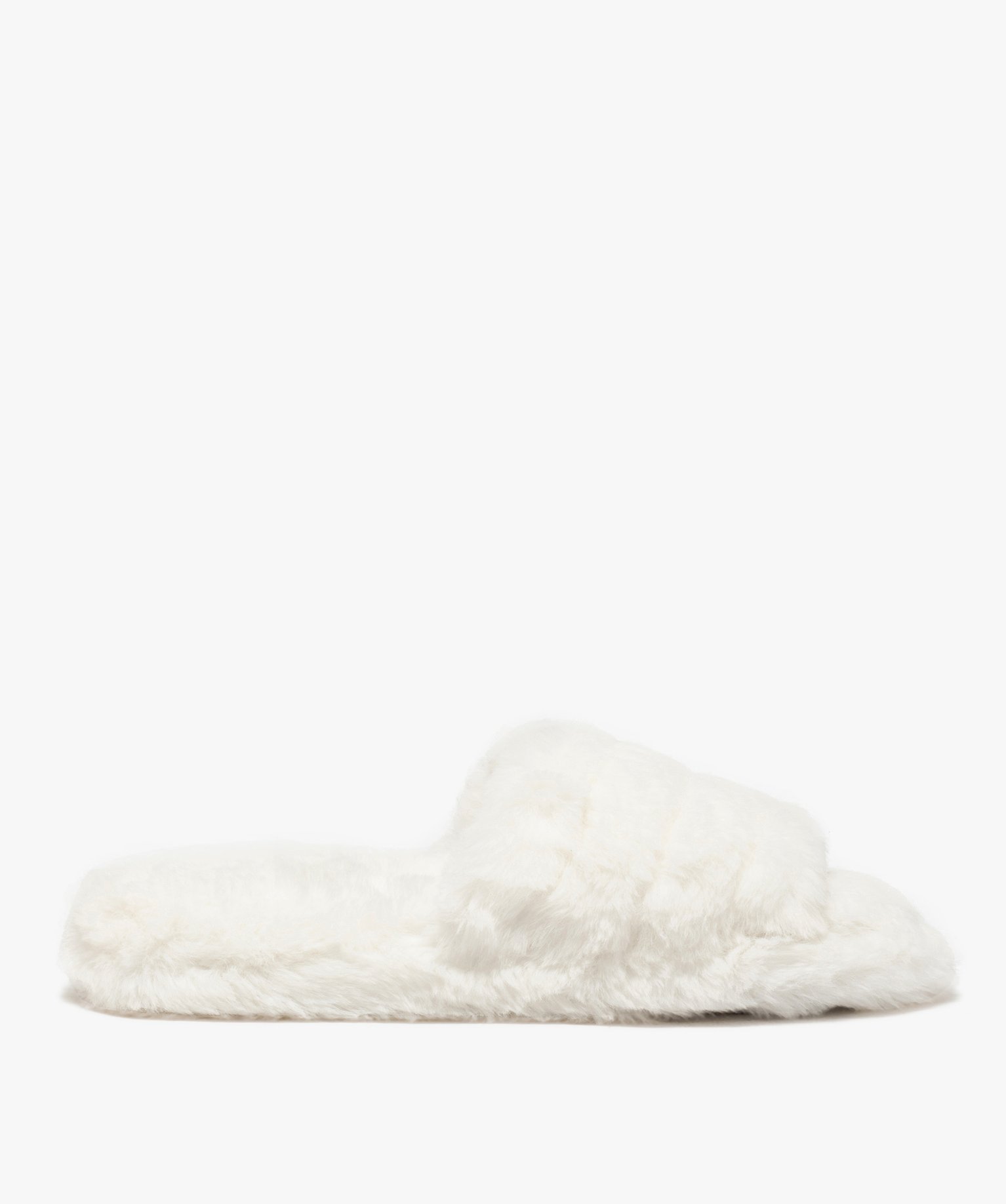 Chaussons femme mules à bandeau en fourrure imitation | GEMO