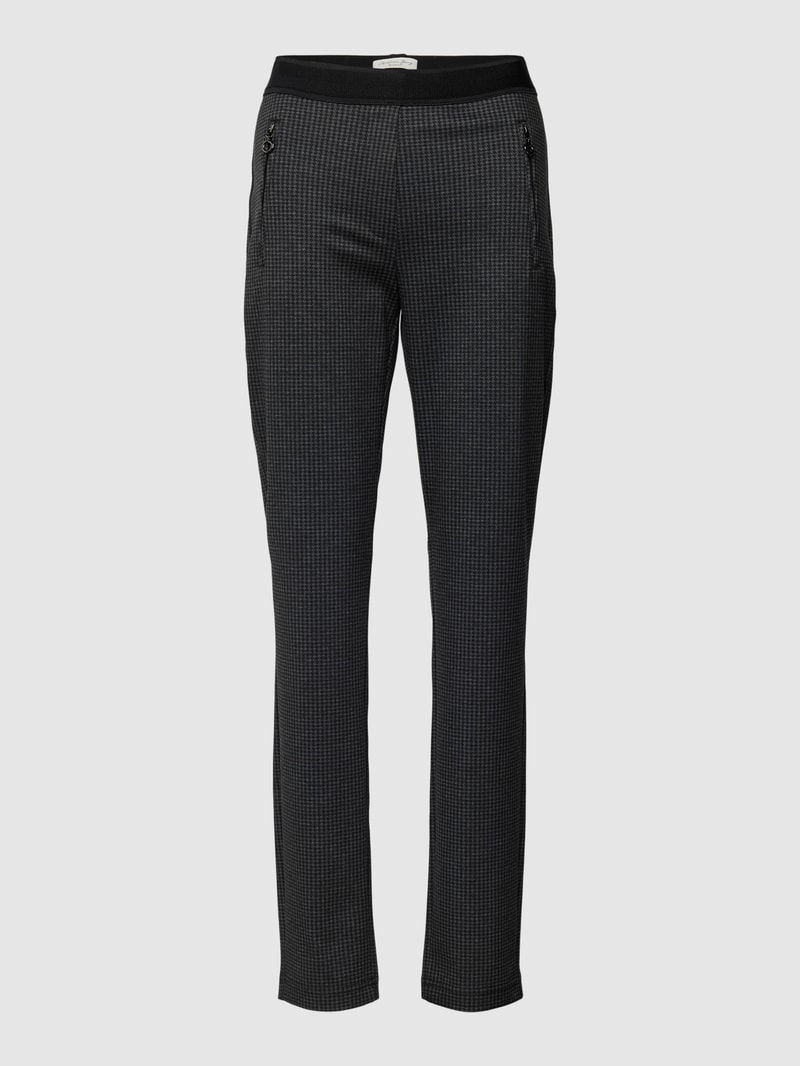 Skinny Fit Stoffhose mit Hahnentrittmuster in anthrazit