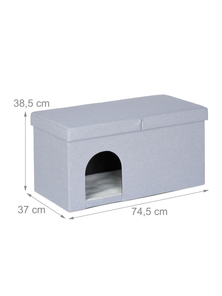 relaxdays Katzenhöhle in Grau - (B)74,5 x (H)38,5 x (T)37 cm günstig kaufen onesize