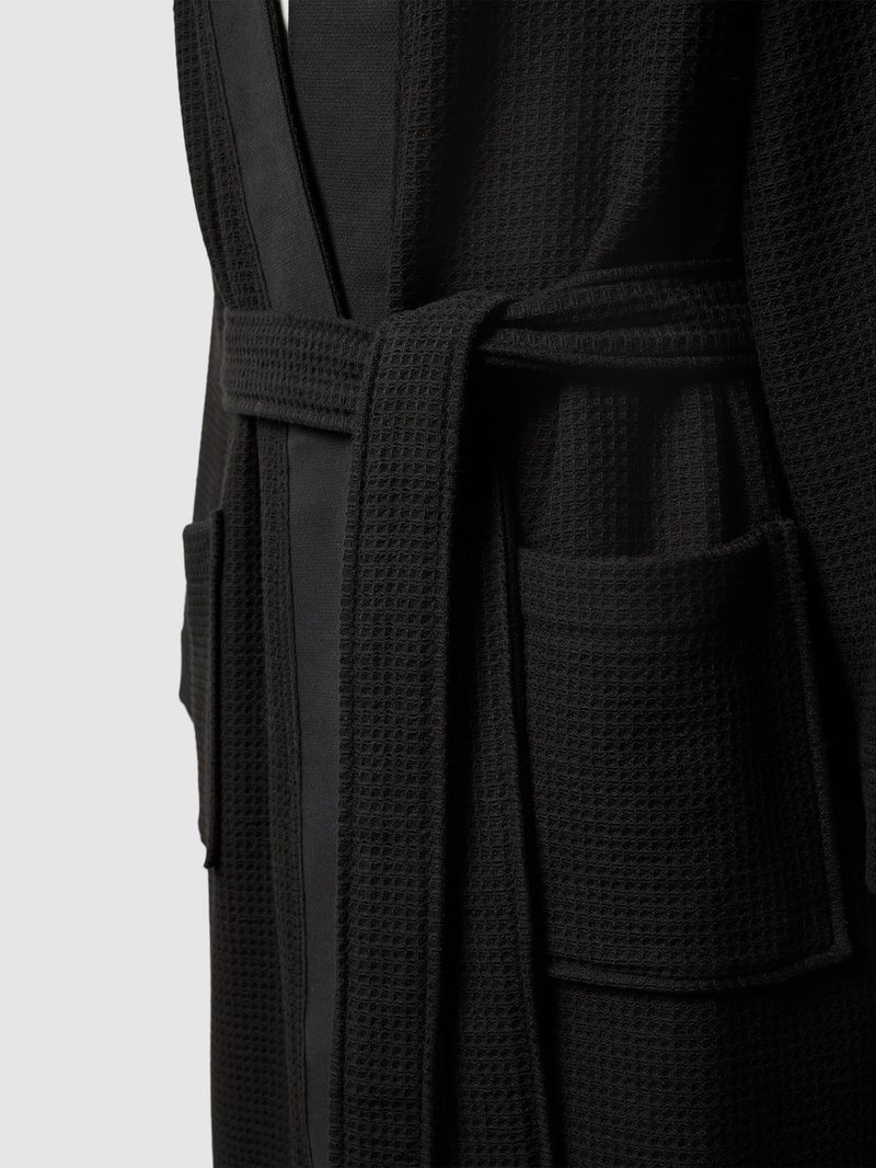 Bademantel mit Strukturmuster Modell 'WAFFLE' in schwarz
