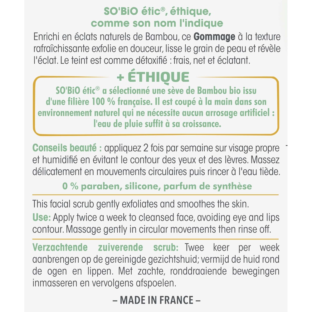 LÉA NATURE SO BiO étic Gommage lissant désincrustant,  tous types de peaux,                  Pur Bamboo Gommage