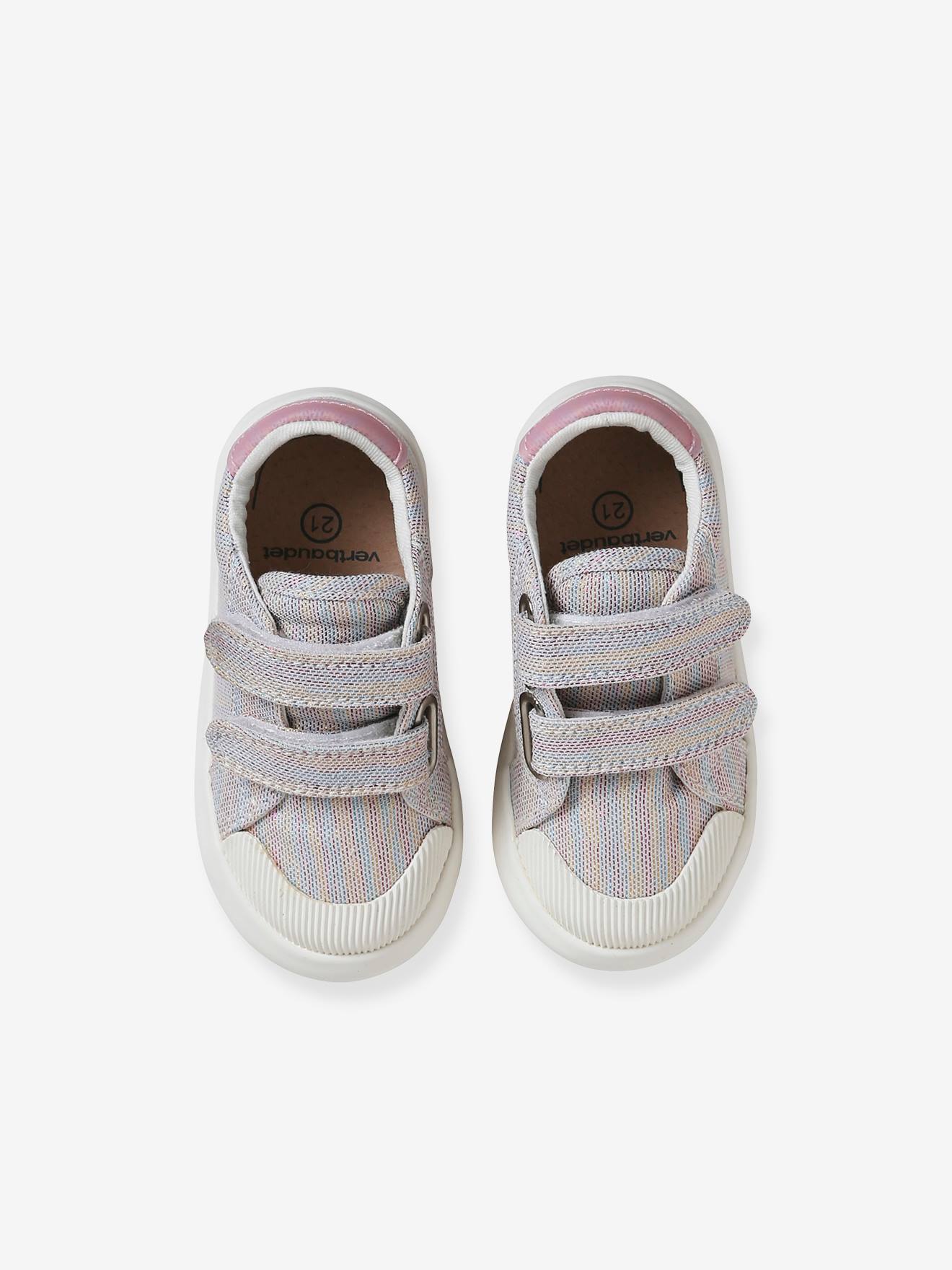 Vertbaudet Mädchen Baby Stoffschuhe, Klett - mehrfarbig