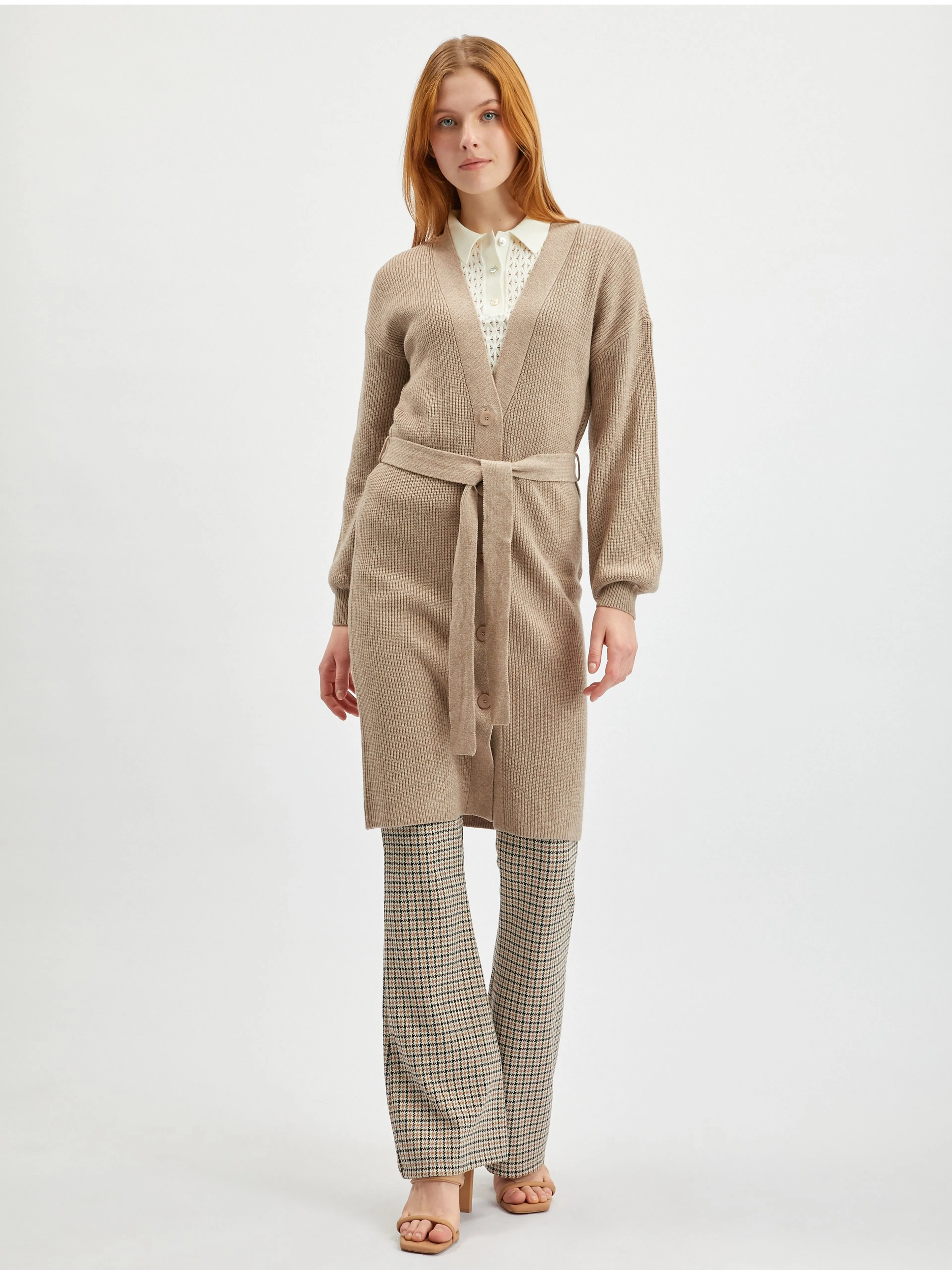 Beige Damen-Langstrickjacke ORSAY