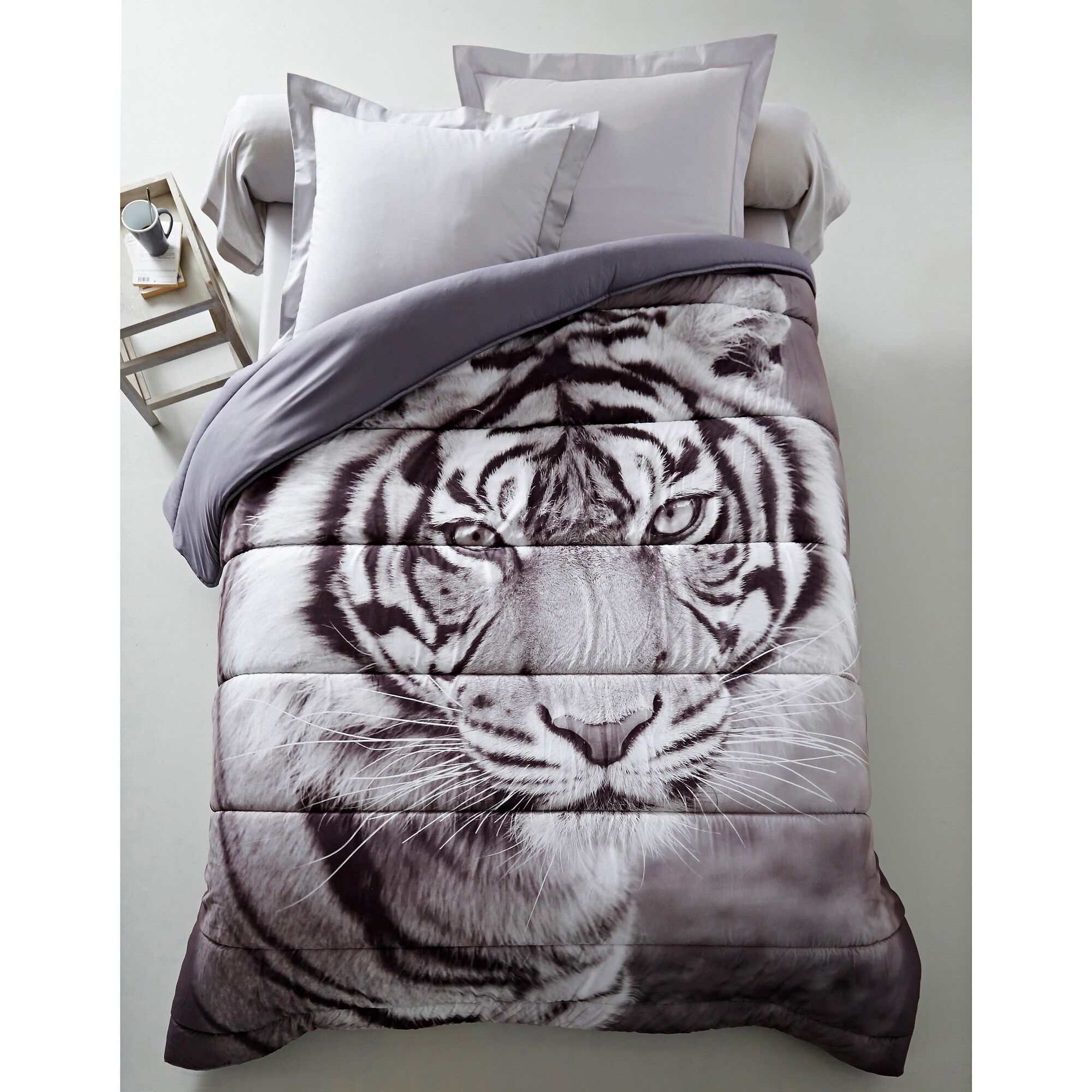 Couette microfibre impression photo tigre 400g/m2
