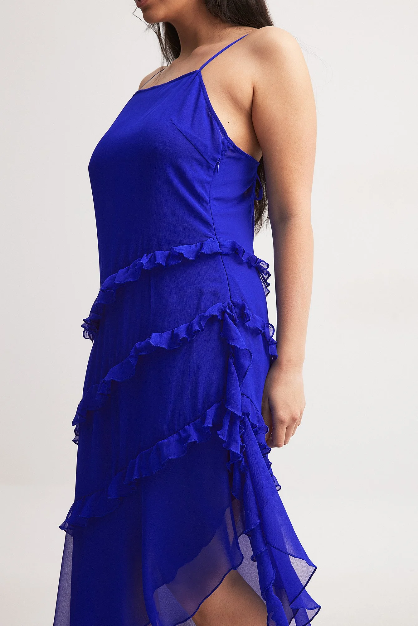 Chiffon-Midikleid mit Rüschen