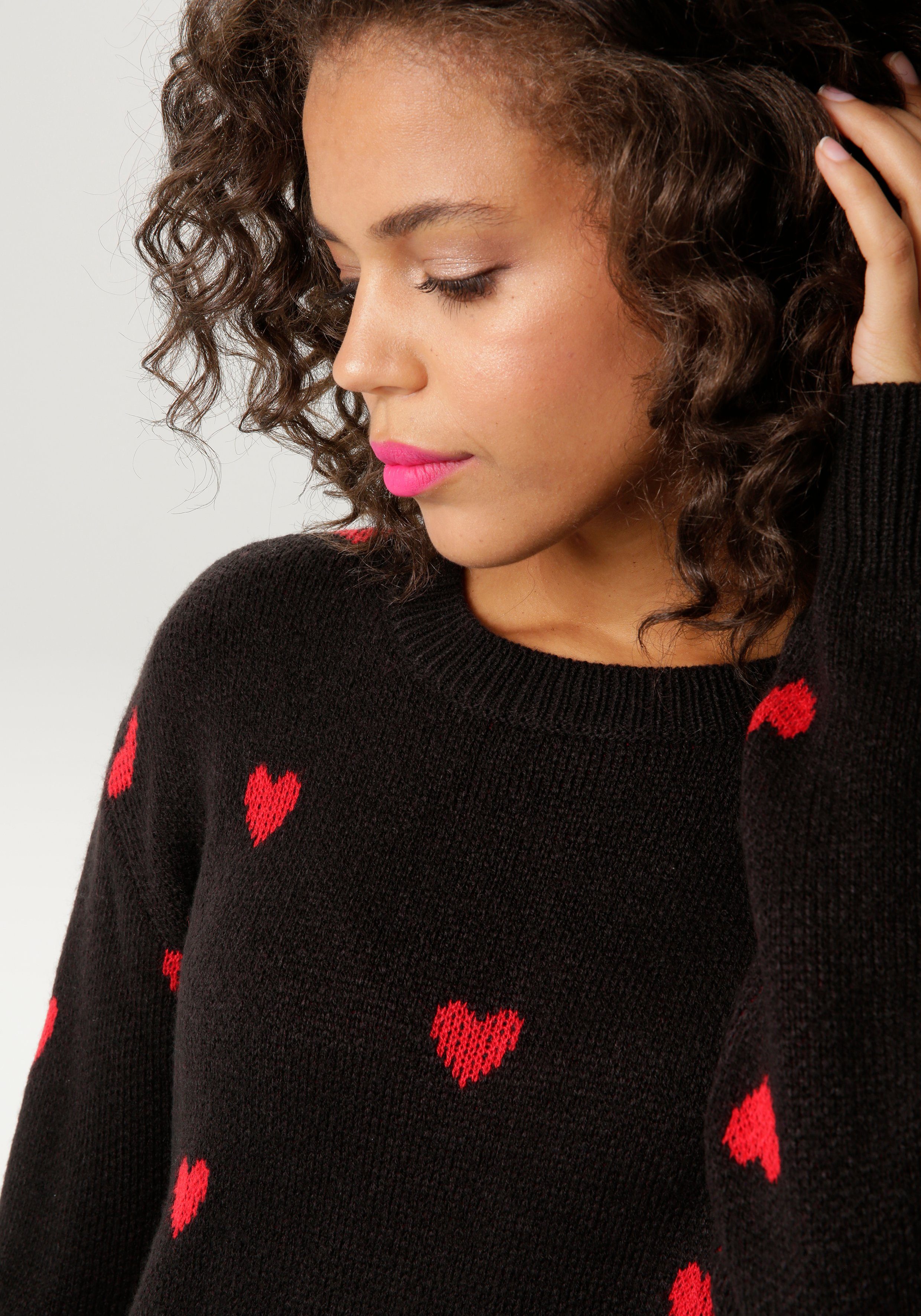 Aniston CASUAL Strickpullover mit eingestrickten Herzchen - NEUE KOLLEKTION