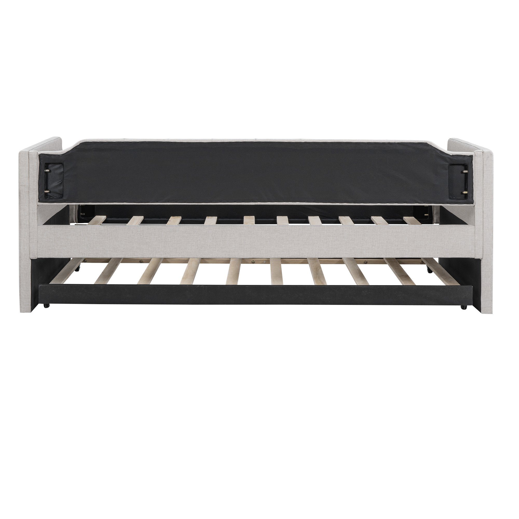 HAUSS SPLOE Schlafsofa Schlafsofa Holzbett Schiebebett Kinderbett Einzelbett, Gepolstertes Single Daybed mit Rollbett, Ohne Matratze, Ohne Matratze