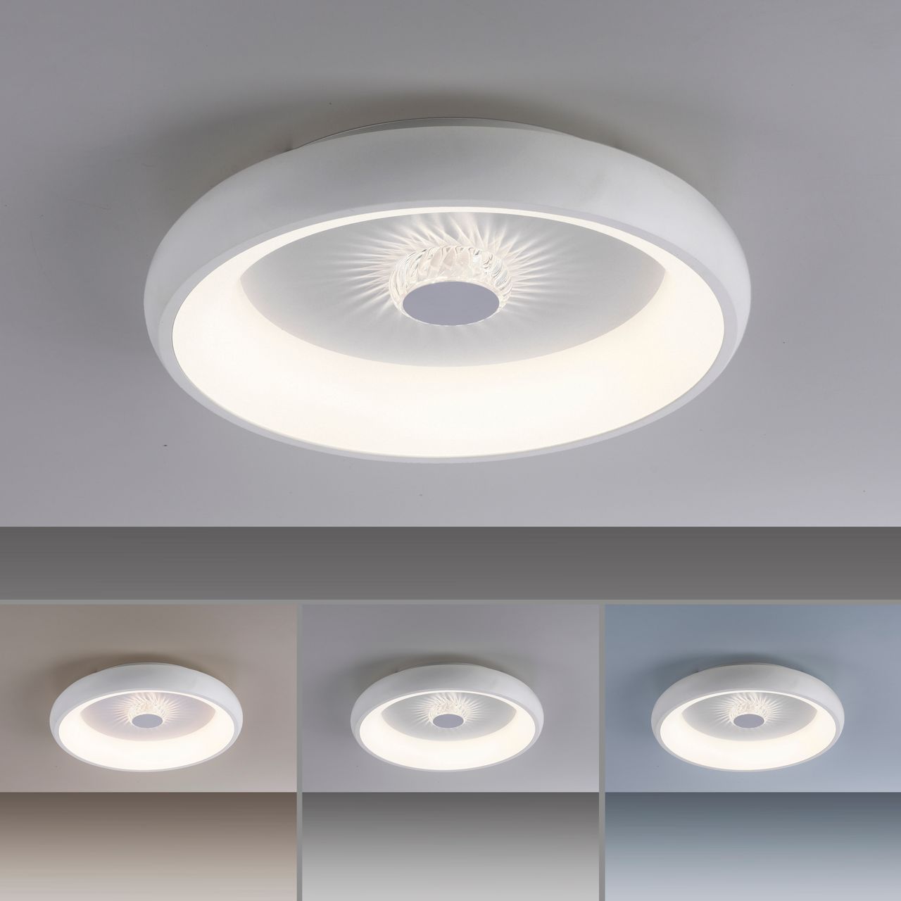 JUST LIGHT LED Deckenleuchte VERTIGO, CCT, dimmbar, Fernbedienung, Ø46,5 cm, Kristall-Effekt