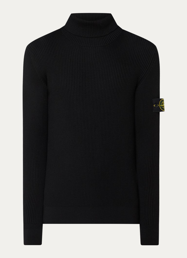 Πουλόβερ Stone Island 552C2 με ριμπ ύφανση από μαλλί-βαμβάκι και λογότυπο