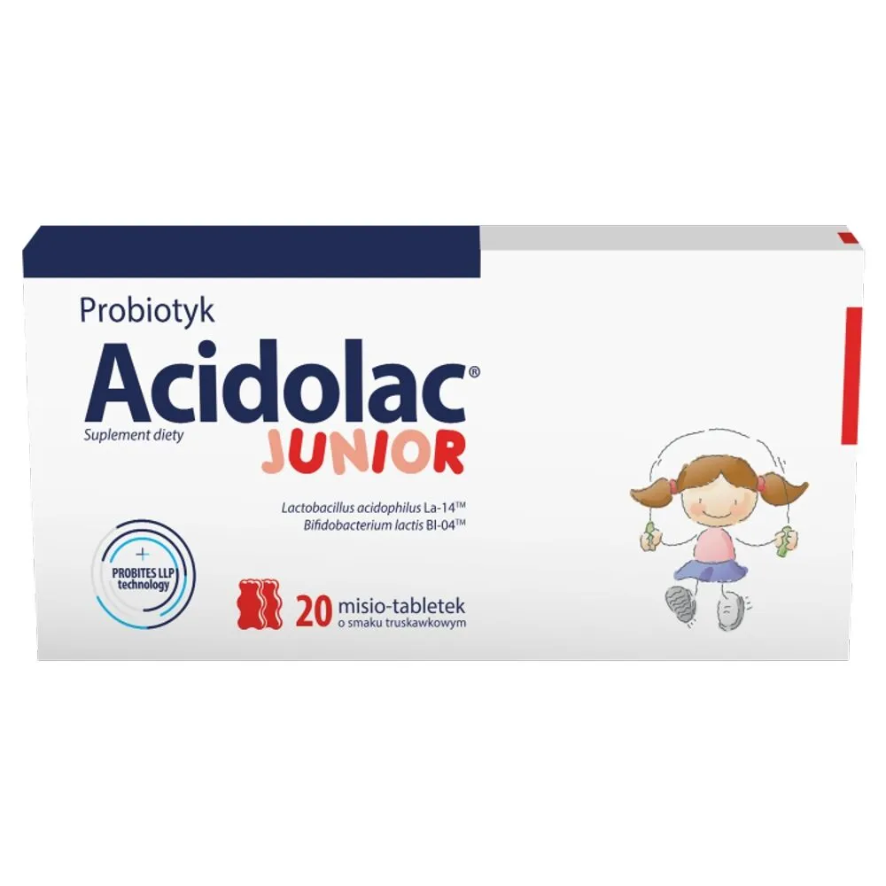Acidolac Junior, Probiotika til børn, Misio-tabletter med jordbærsmag