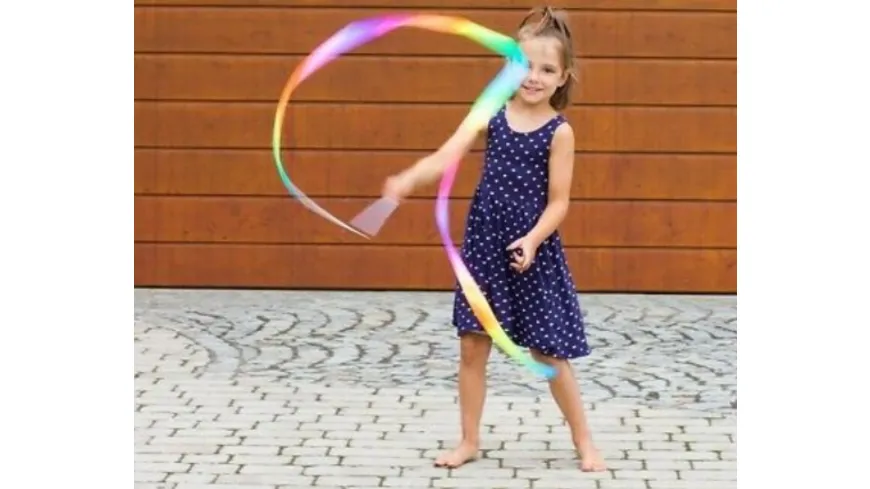 Kuenen - Regenbogen Gymnastikband (2 m) mit Stange