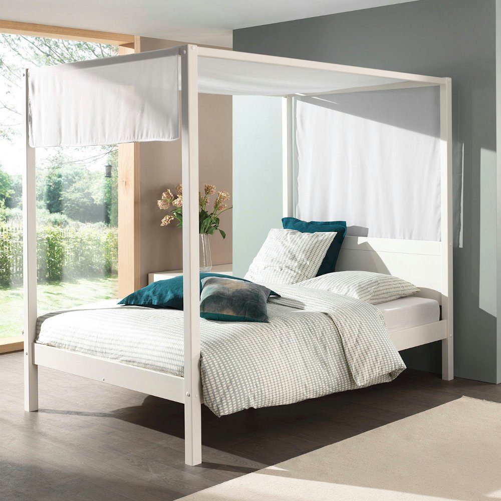 Kindermöbel 24 Himmelbett Alysa inkl Rolllattenrost + Textilhimmel