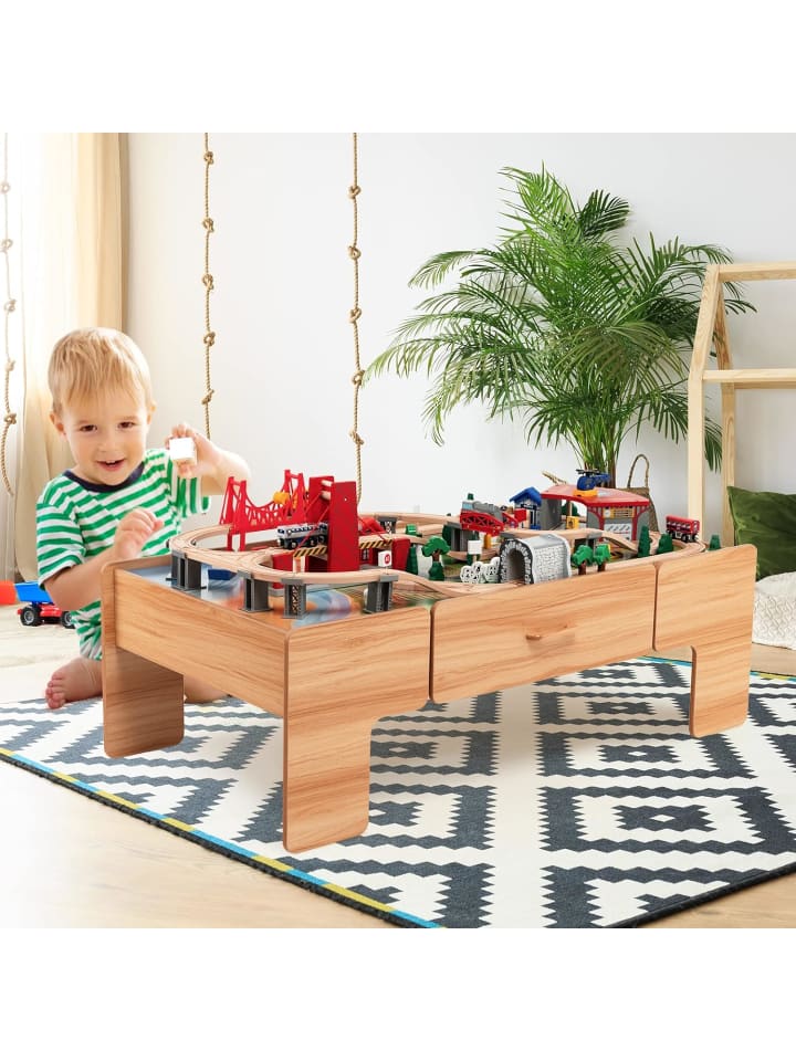COSTWAY 100 tlg.Set Eisenbahn in Braun günstig kaufen onesize