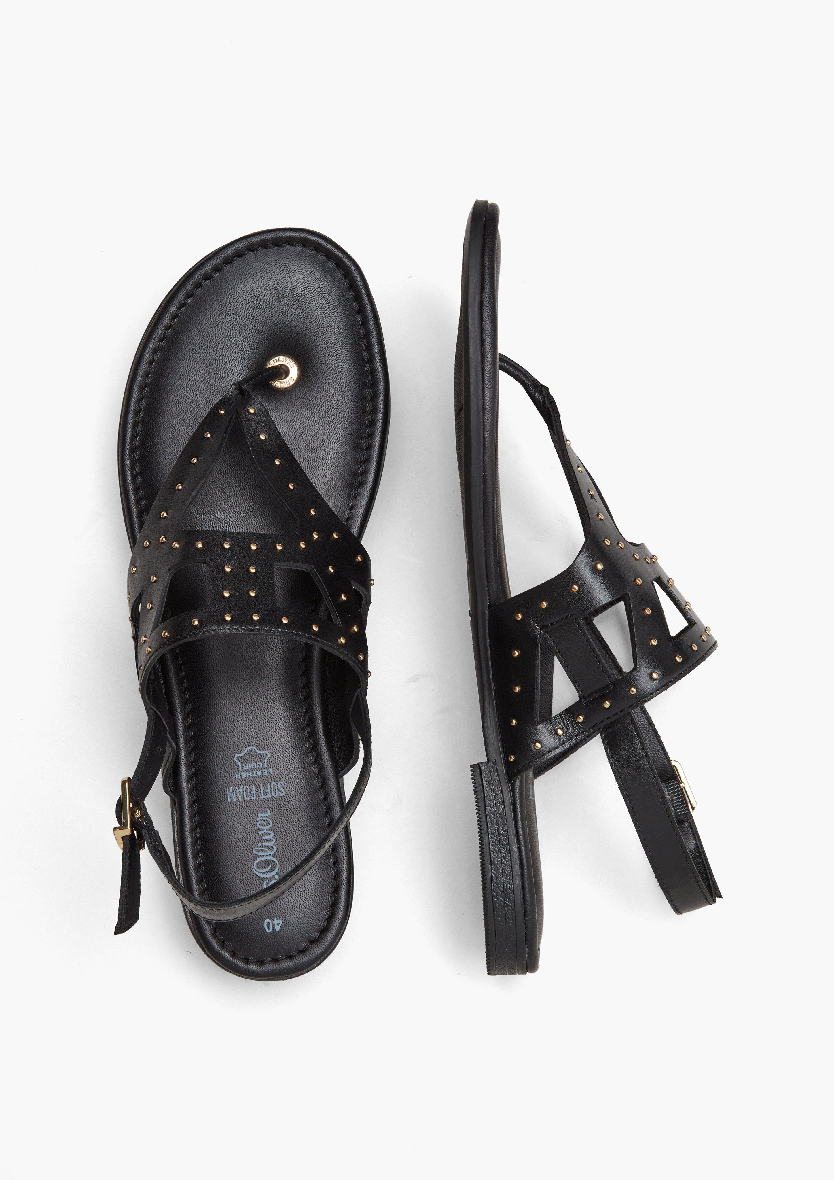 Leder-Sandalen mit Nieten-Besatz  101.101.103.28114-001